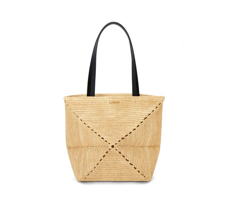 Puzzle Fold Tote in raffia