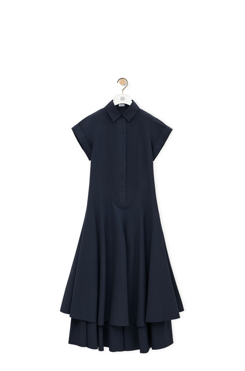 LOEWE Vestido de doble capa en algodón Azul Oscuro plp_rd
